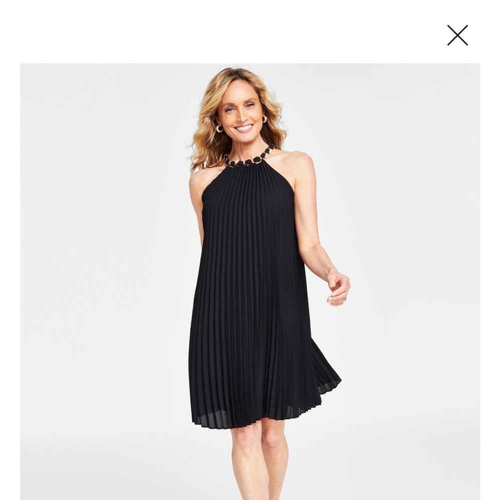 INC International Concepts Black Dress with Gold Chain Detail